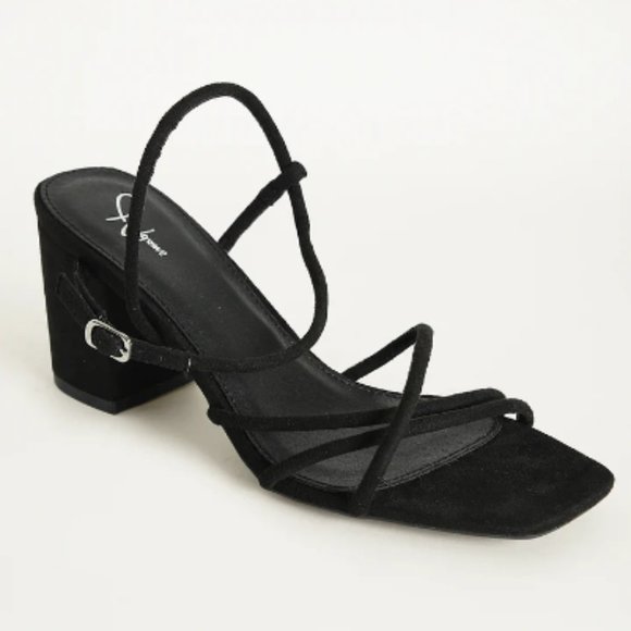 JUSTDANNI Women's Wedding Sandals - Strappy Square Toe Block Heel 2 Inch Slip On Heels - View #14